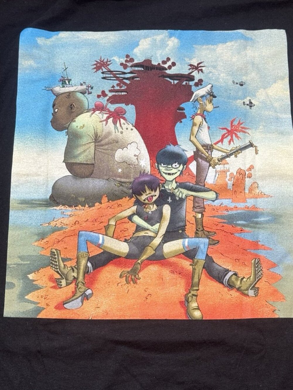 Gorillaz Plastic Beach Album Stranded T-Shirt 2-Sided LARGE  New With Tags